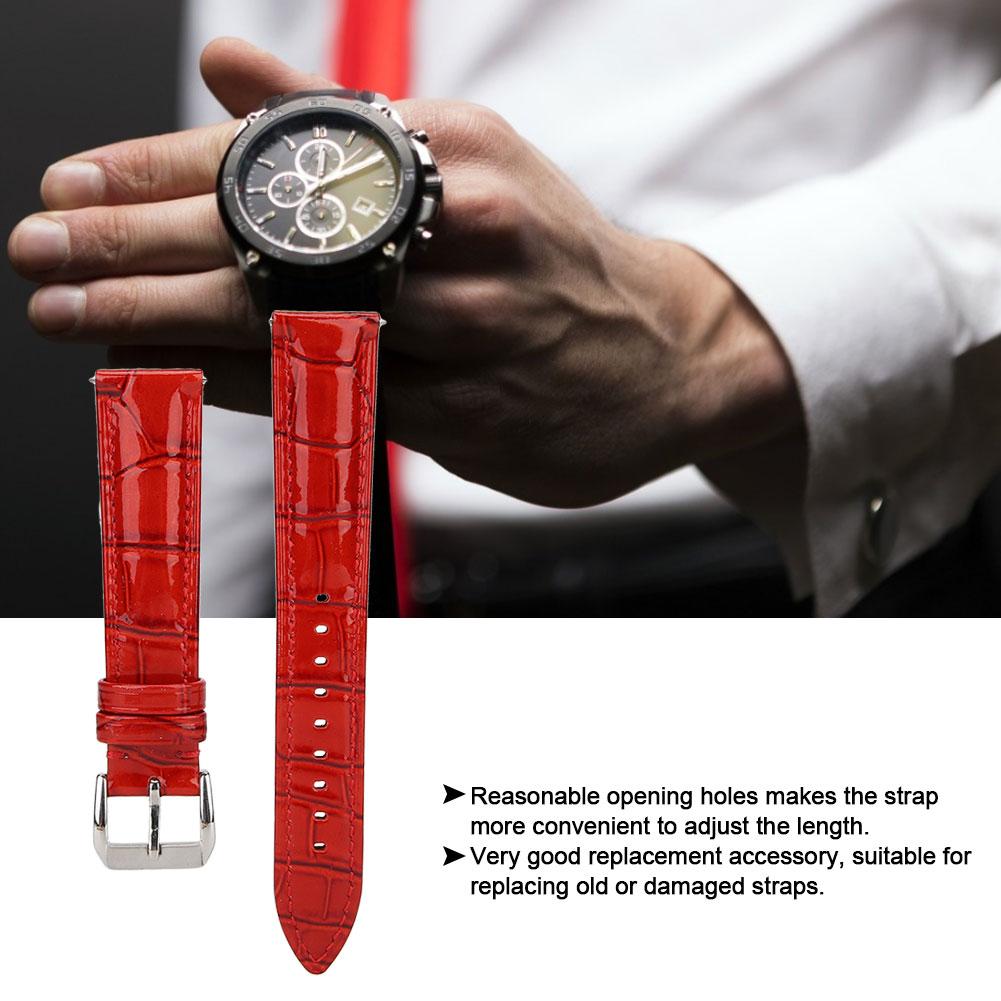 Universal Men Women Adjustable PU Leather Watch Band Strap Replacement 18mmRed