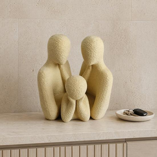 Decoración Versátil para el Hogar Figuras Impresas en 3D Familia de 3, Adornos Creativos para Decoración, Figuras Humanoides Abstractas Compactas Estilo Nórdico Padres