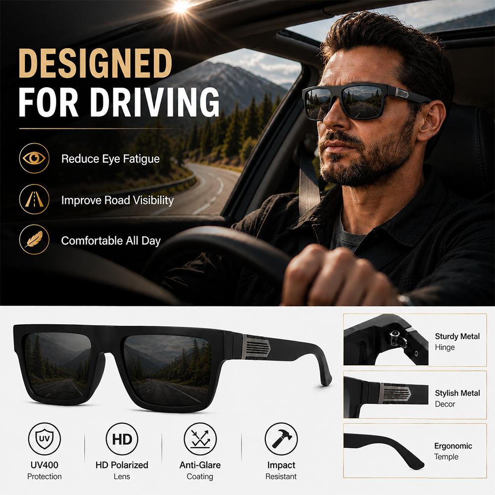 Classic Square Polarized Sunglasses For Men Women UV400 Driving Fishing Cycling Sports Lightweight Sun Glasses