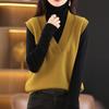 Women's Knitted Vest Spring Autumn V-neck Sleeveless Sweater Short Solid Color Knit Vest