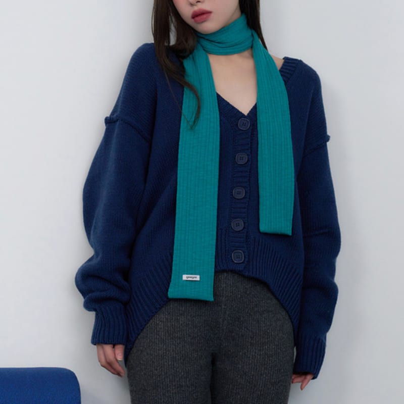 

geegee ribbed knit long scarf - teal blue TEAL BLUE