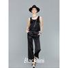 Blacknini Yin Waffle Draping Water Ripple Triacetate Satin Vest Loose Pants