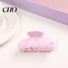 Strong Hold Hair Claw Anti-slip Teeth Leopard Heart Print Clip Pink Series Women Medium Size Back Head Shark Grip Accessory Multiple Colors