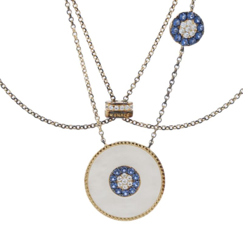 APM Monaco Natural Fritillary Devil s Eye Disc Series High-end Design 925 Silver Necklace Women s Gold AC5249MY