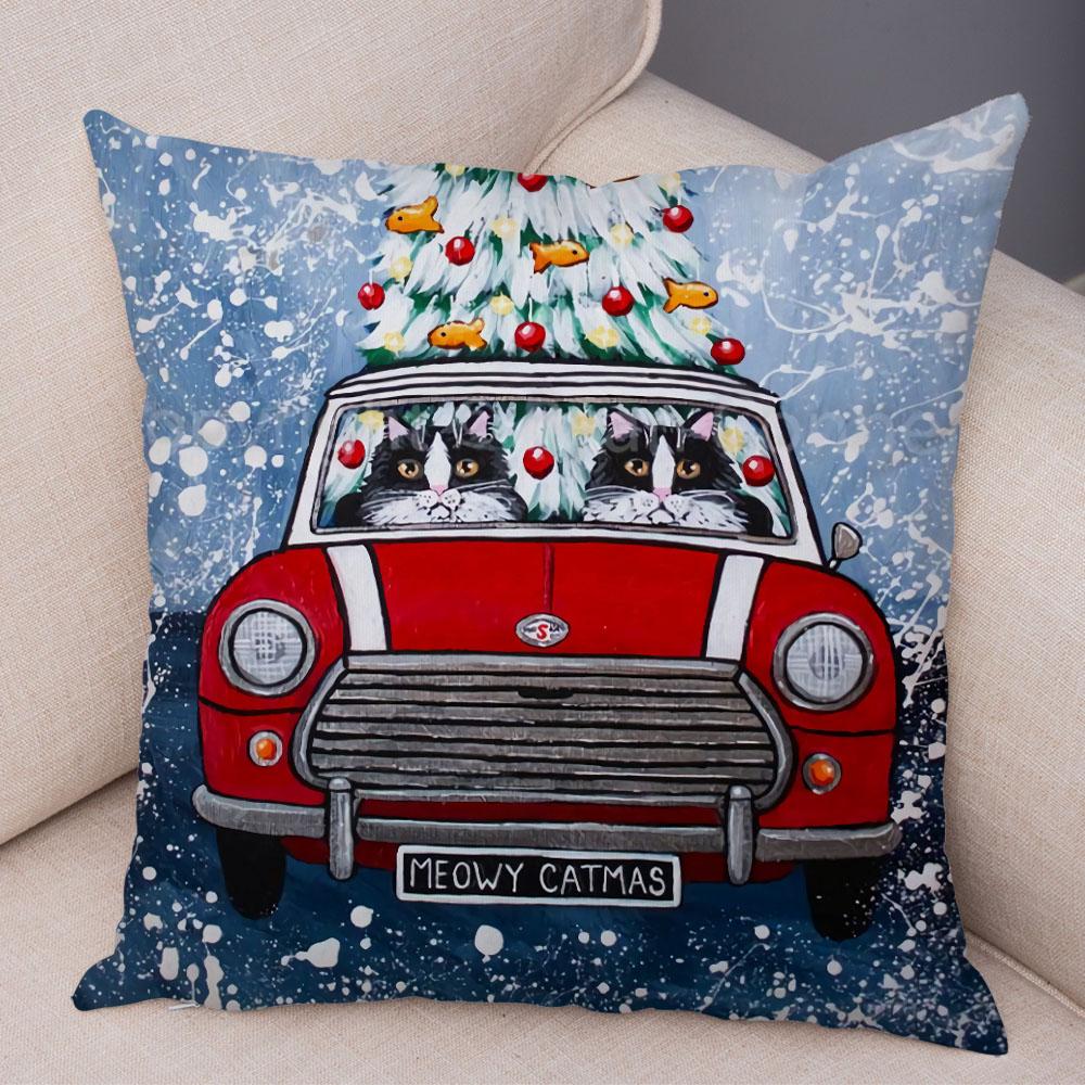 Bedroom Living Room Decorative Pillowcase Cushion Cover Pet Animal Cute Funny Cartoon Driving Cat Pillowcase
