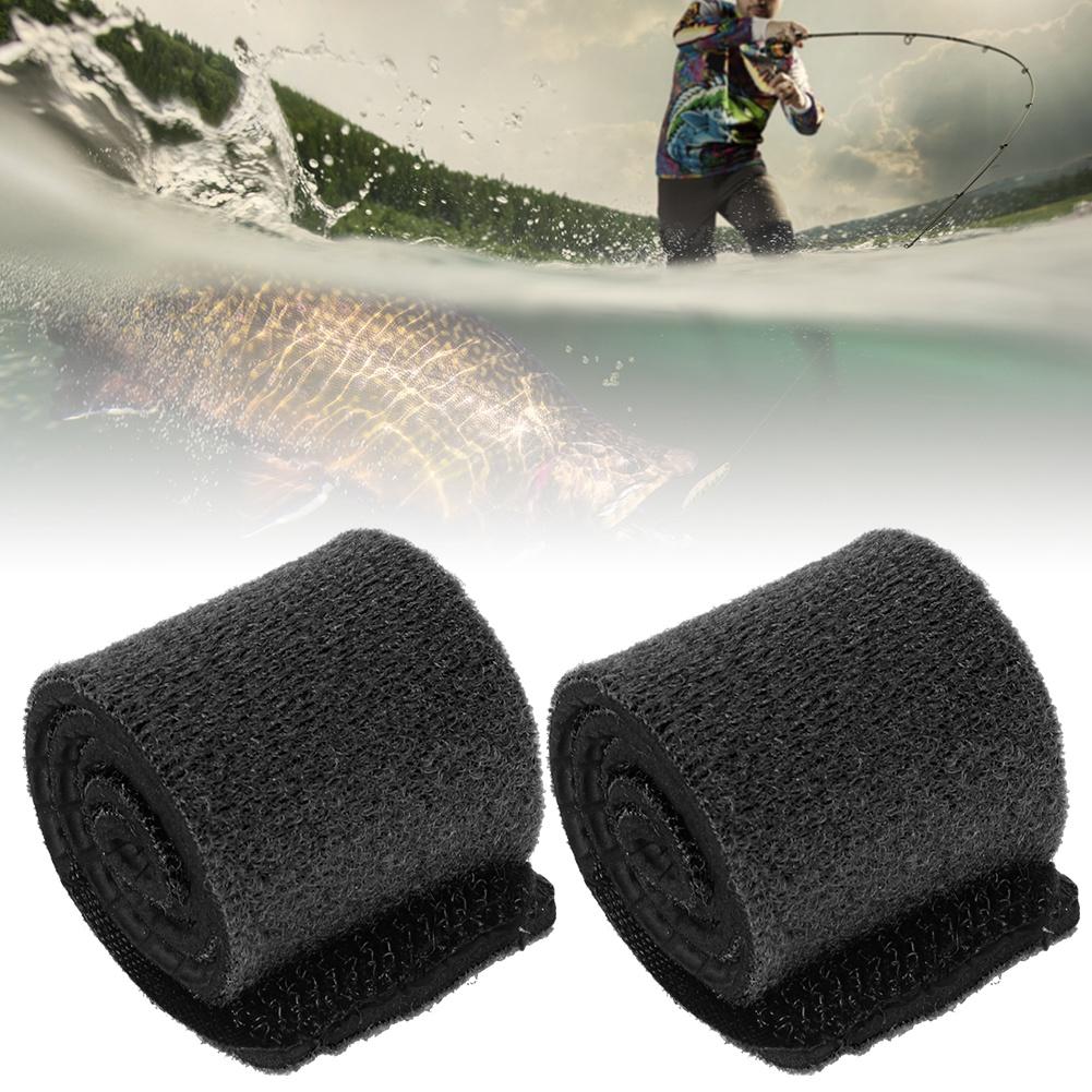 4PCs Reusable Fishing Rod Strap Strong Flexible Hook and Loop Fishing Gear Strap Rod BeltBlack