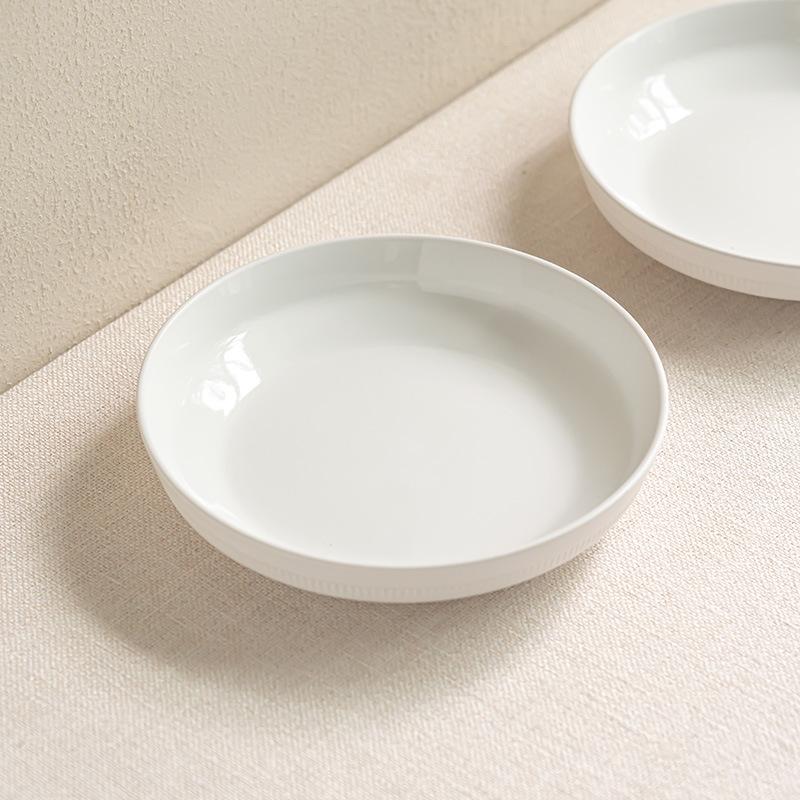 Simple Solid Color Ceramic Large Bowl Practical Dish Bowl Round Household Tableware Restaurant Fruit Salad Bowl Noodle Bowl