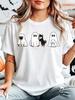 Halloween Ghost Dog Puppy Costume Womens Crew Neck Short Sleeve T Shirt Cute Spooky Pet Theme Casual Graphic Tees For Ladies