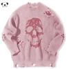 Skull Pattern Ripped Sweater - X 84586