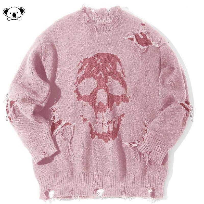 Skull Pattern Ripped Sweater - X 84586