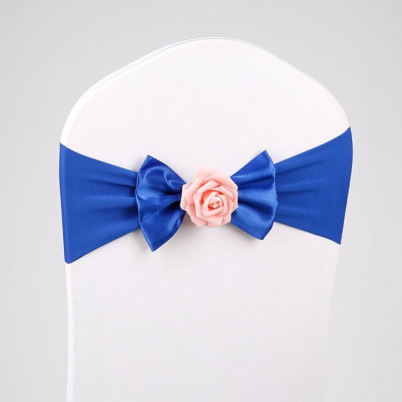Stretch Spandex Chair Sash Band Bow Tie With Round Buckle Elastic Chair Bowknot Ties For Hotel Banquet Wedding Party Decoration
