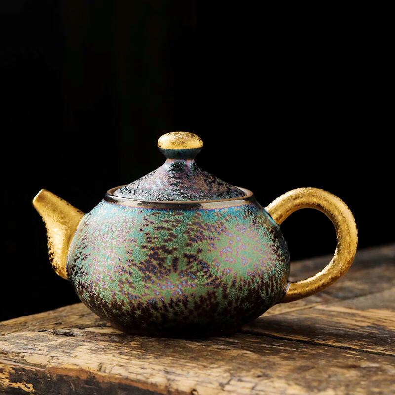 Chaxun Tianmu Gilded Crystal Porcelain Teapot
