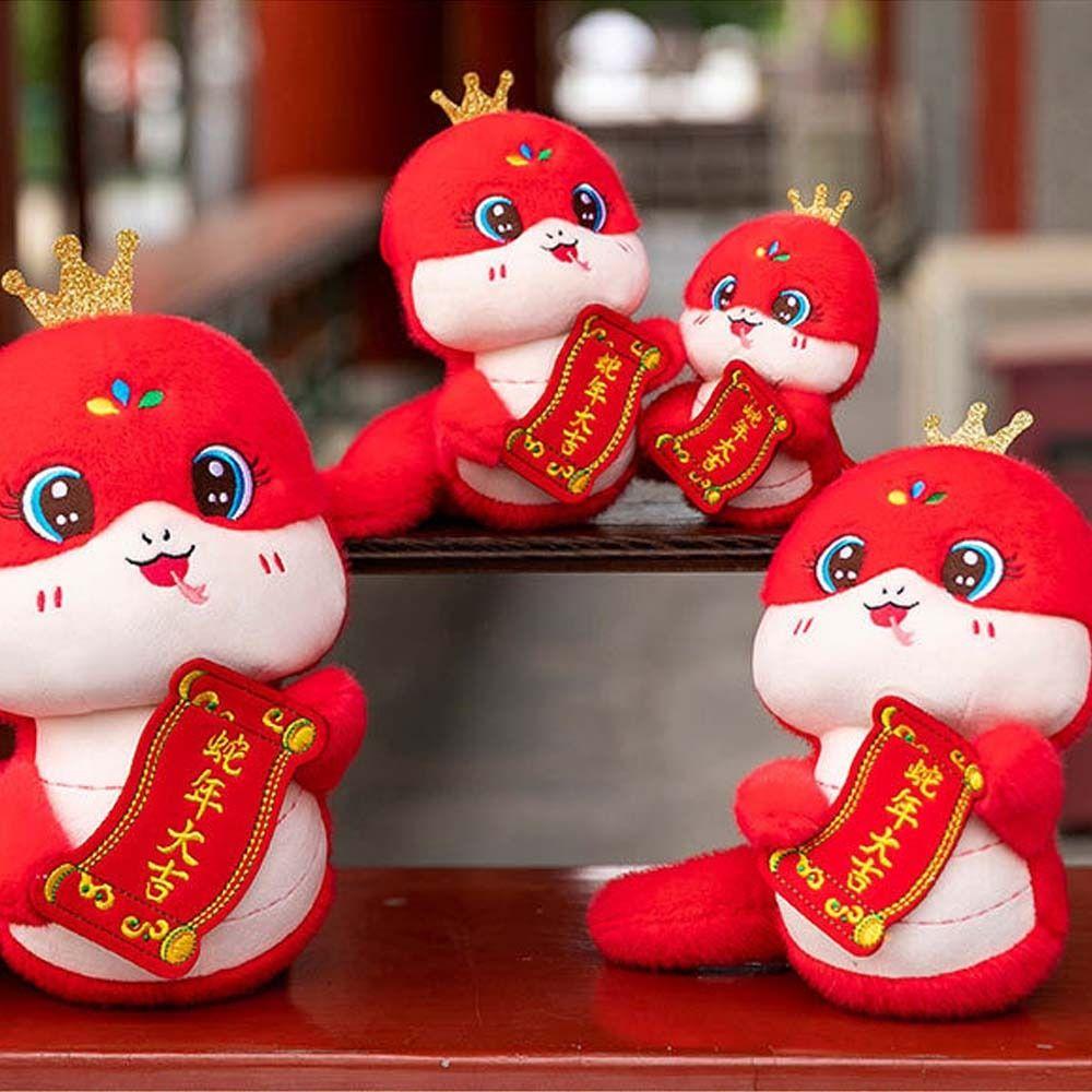 Stuffed Zodiac Crown Snake Doll Cute Lucky Snake Doll Plushies Snake Year Mascot Toy  Home Decor