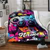 Custom Name Game Controller Theme Printed Blanket - Perfect for Couch, Bed, Travel & Outdoor Use | Machine Washable, Cozy & Durable.