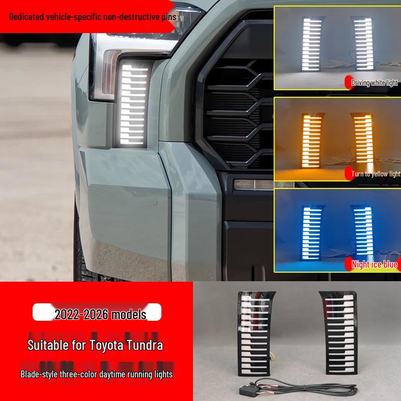 LED Daytime Running Turn Signal Fog Lights for 2022-2025 Toyota Tundra Front Bumper