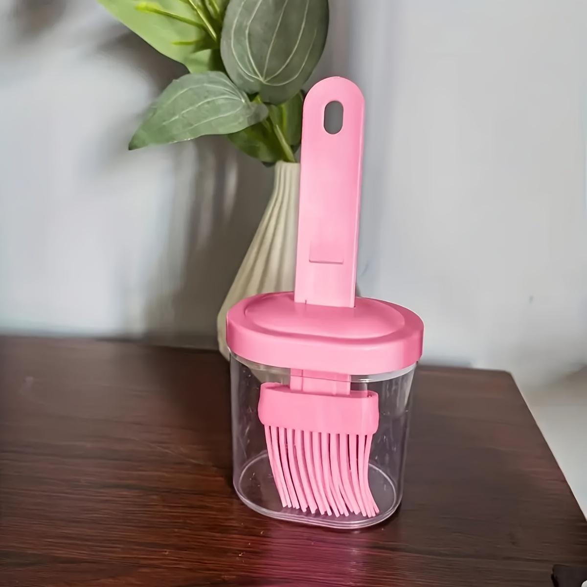 

1pc Integrated Barbecue Brush - High-Temperature Resistant, Oil Brush with Plastic Handle, Ideal for Home Baking, Pancake Making, and Outdoor Picnics рожевий