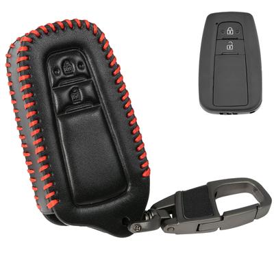 PU Leather 2 Button Remote Smart Keyless Car Key Chain Ring Fob Cover Case Shell Protect Holder For Toyota CHR Camry Prius Prado