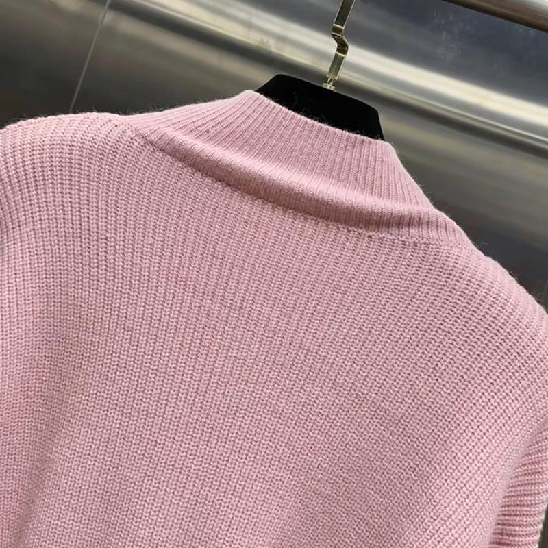 Women's Slim French Knit Sweater with 3D Bow, High Neck - Summer 2026 Arrival