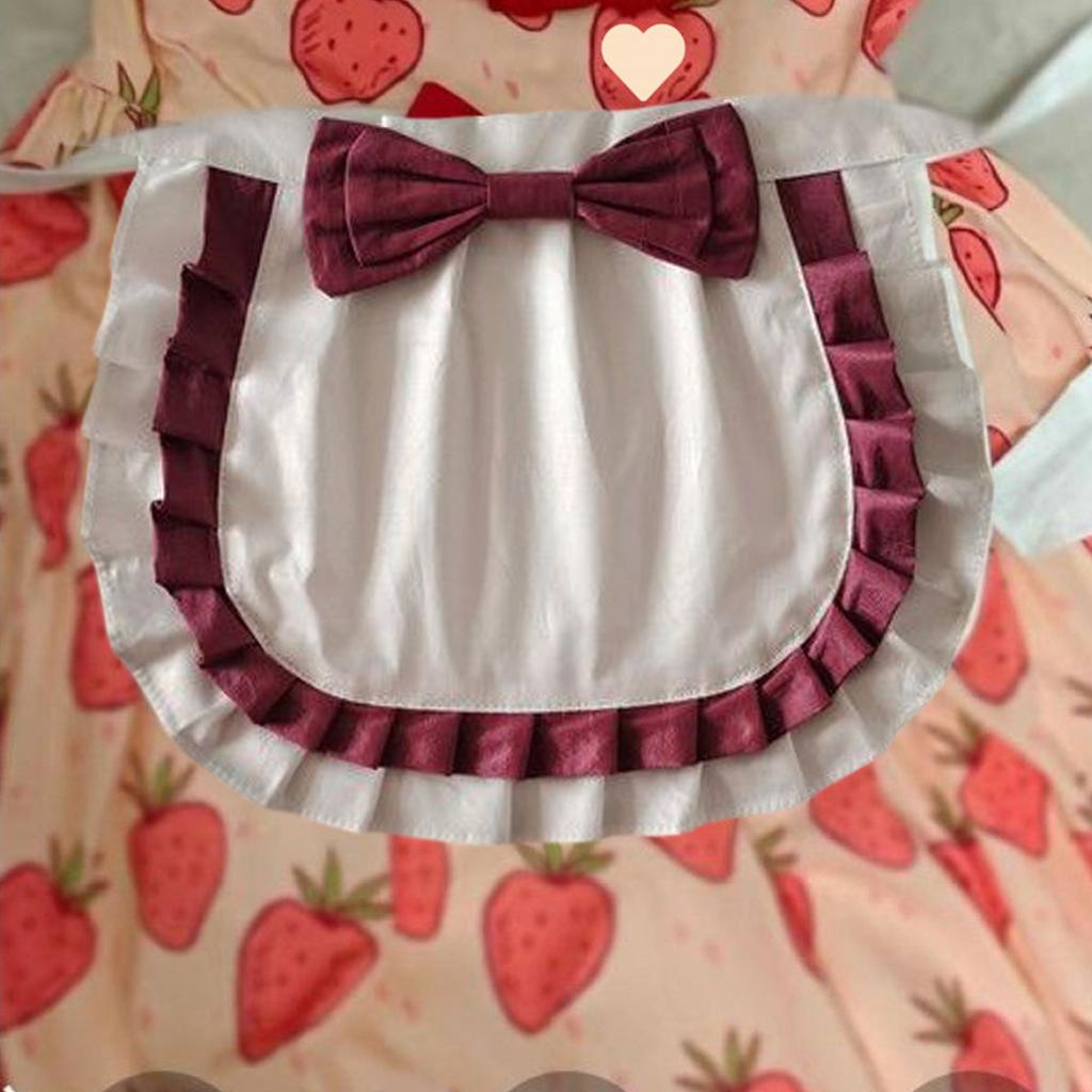 Women Apron Ruffled Maid Apron Waist Apron Breathable Kitchen Baking Cooking Apron Ruffled Waist Apron Servant Apron