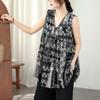 Oversized Cotton Vintage Floral Casual Loose Tank Tops for Women Summer T-shirt
