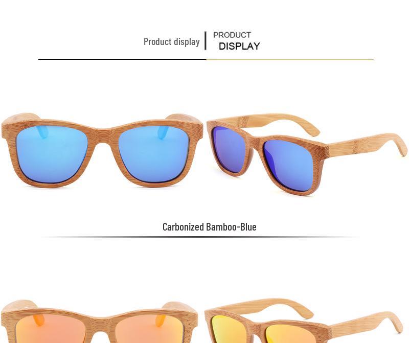 Okulary przeciwsłoneczne z bambusa i drewna karbonizowanego dla mężczyzn i kobiet - Moda 2023 Okulary rowerowe