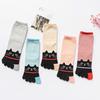 Ladies Autumn and Winter Horizontal Striped Cat Cotton Five Finger Socks