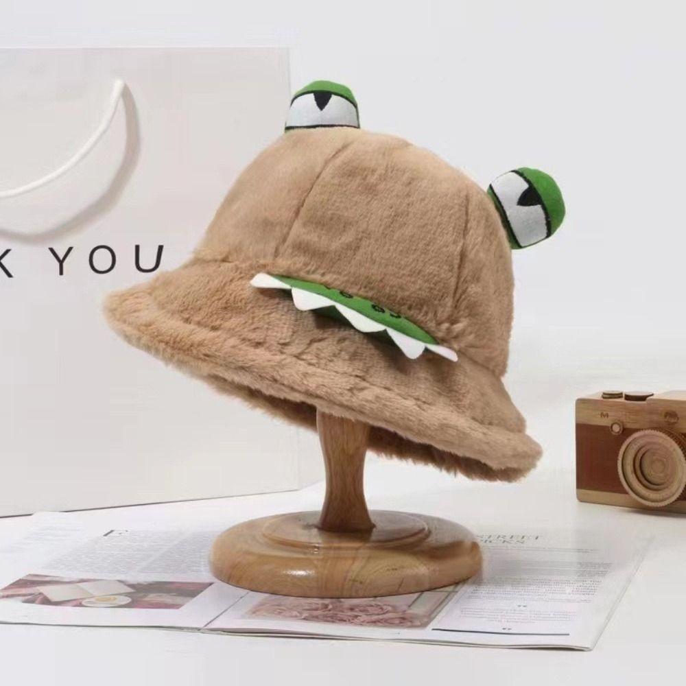 

Keep Warm Fisherman Cap Autumn Winter Bucket Hat Fashion Plush Hat for Women хакі