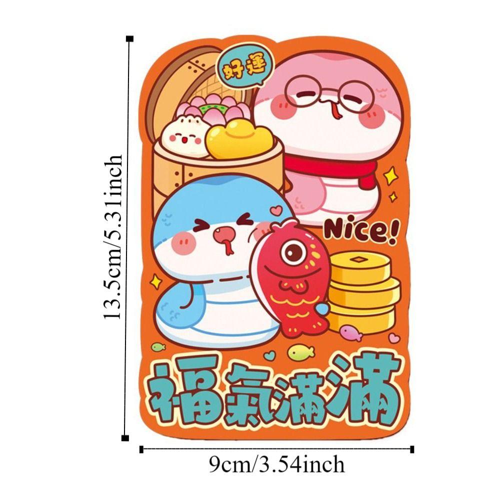 6Pcs Cartoon Chinese Snake Year Red Envelope Blessings Printing Hong Bao  Wedding Birthday