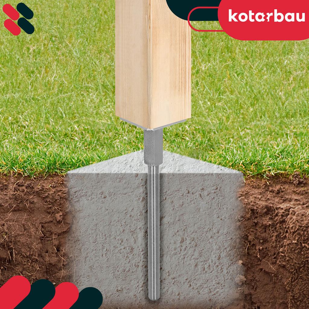 KOTARBAU® Vertically Adjustable Steel Post Base Anchor for Gazebos, Shelters, Fences 80 x 330 mm Set of 2