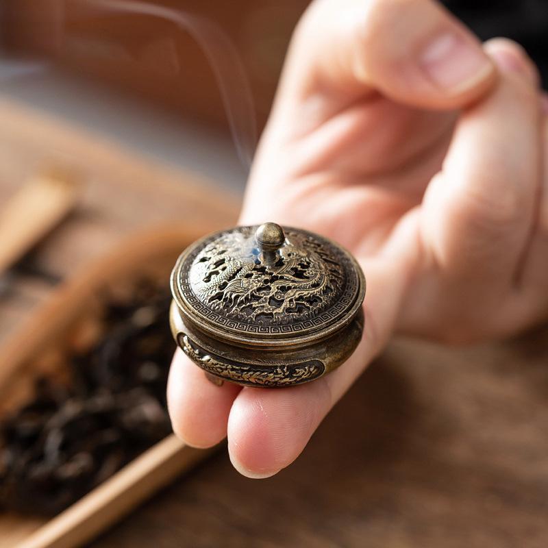 Auspicious Cloud Mini Copper Incense Burner for Indoor Aromatherapy