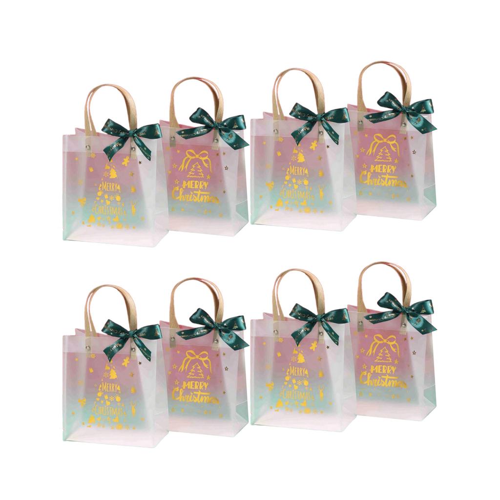 Pack Of 8 Christmas Gift Bags Transparent Candy Holder with Handle Stylish PVC Storage Pouches for Holiday Presents