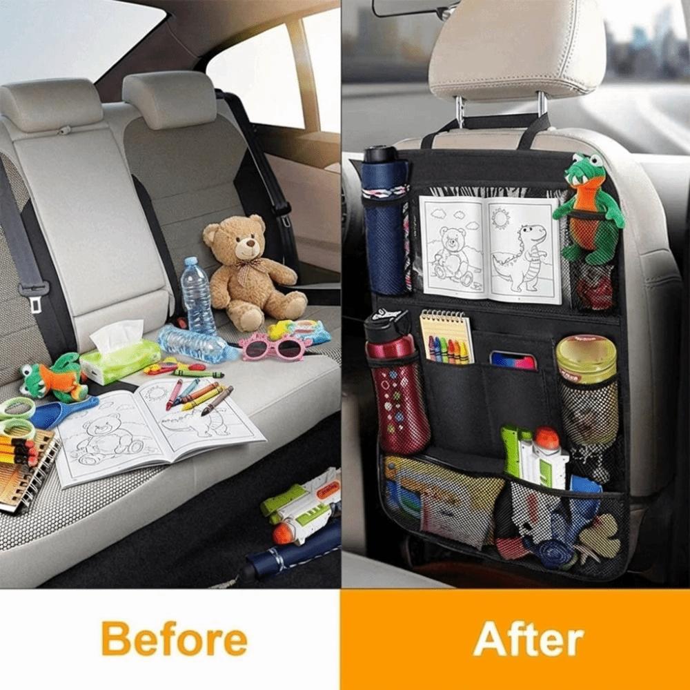 Heavy-Duty Waterproof Fabric Car Back Seat Organizer Foldable Table Tray Long Travels