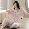 1011 new pajamas women's summer cloud cotton short-sleeved trousers two-piece set Japanese large-size printed loungewear autumn