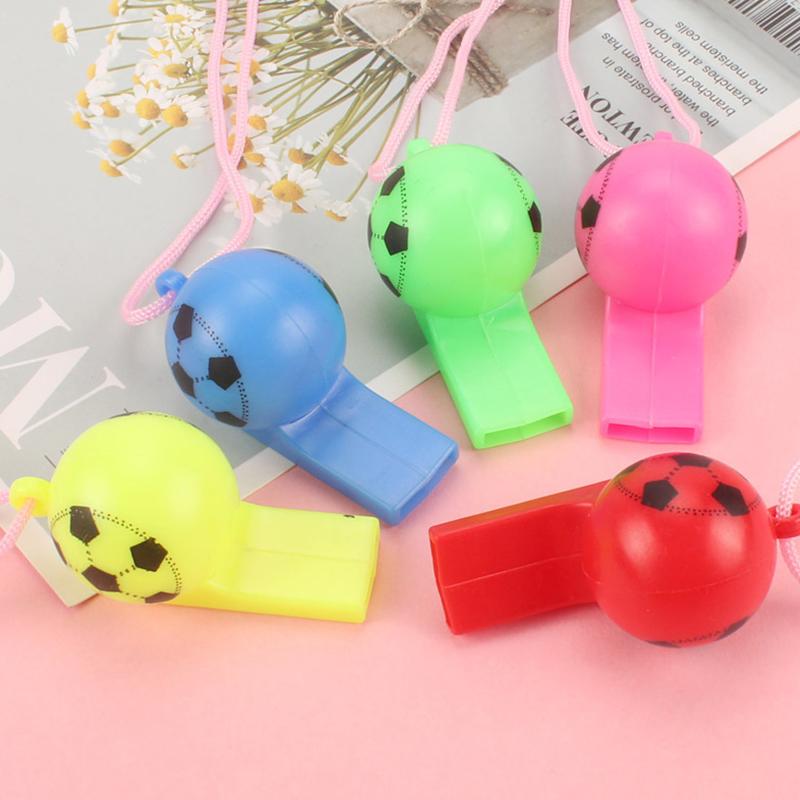 Colorful Football Whistle 5/10/20PCS Plastic Whistle with Rope Noise Maker Game Reward Festival Party Souvenir Carnival Gift ZYF
