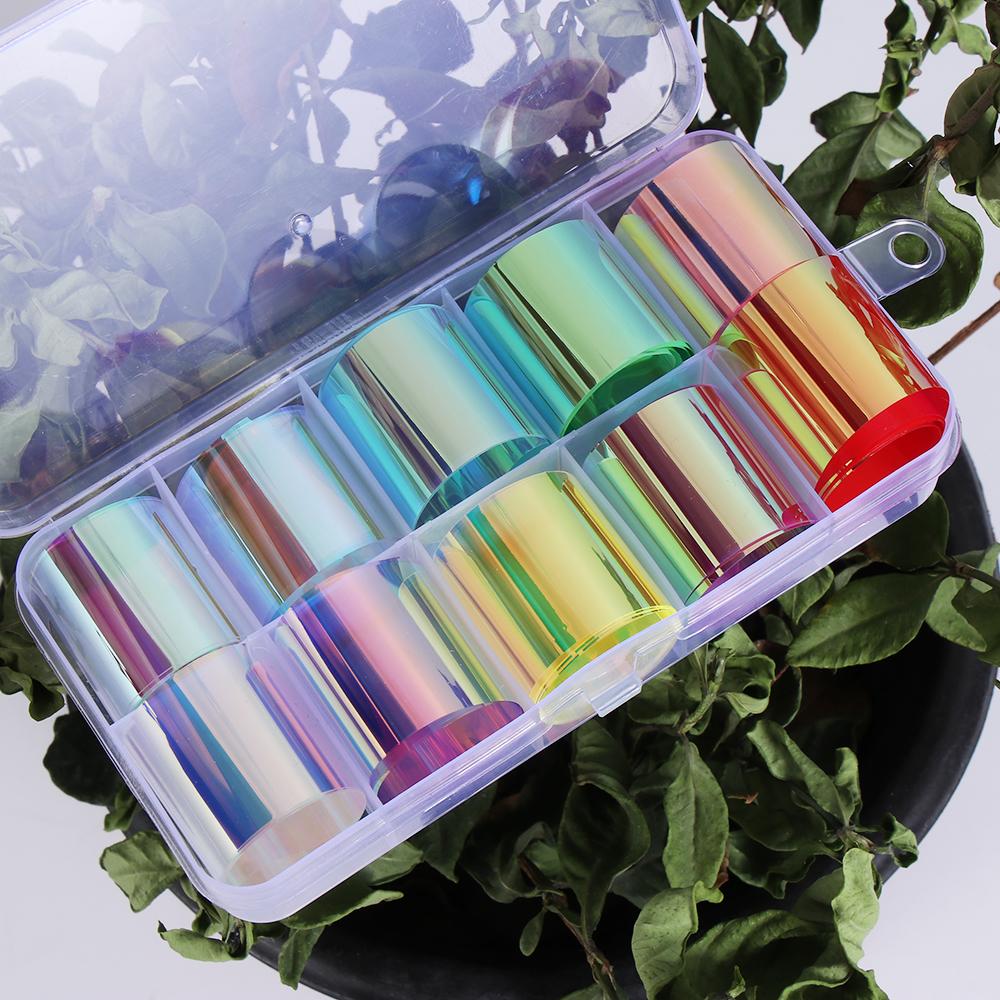 Women Beauty DIY Nail Decoration Tool Glass Paper Aurora Film Nail Stickers Holographic Design