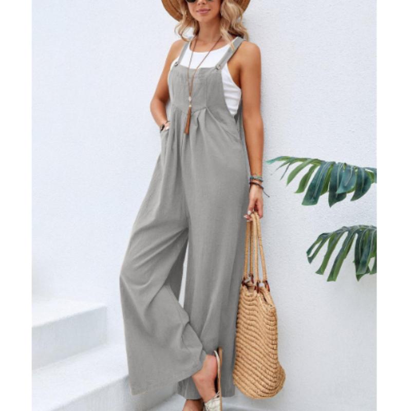 Women's Summer Wide Leg Jumpsuit   Solid Color Elegant Casual Loose Vacation Outfits Overall