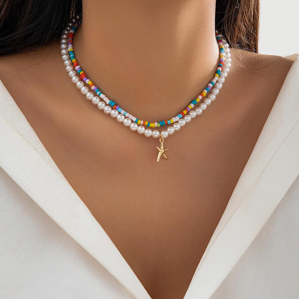 Accessories Beach Ocean Wind Rice Beads Beaded Clavicle Necklace Versatile Starfish Shell Necklace Female