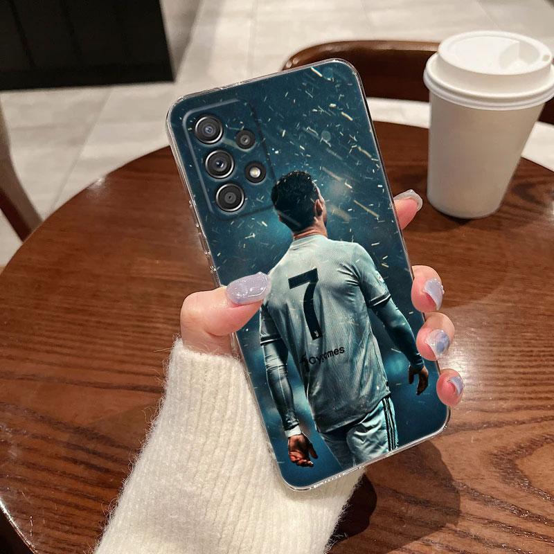 C-R-7-Dark Football Clear Soft Phone Case For Samsung Galaxy A56 A57 A37 A55 A54 A36 A35 A26 A25 A16 A17 A07 A52 A34 A21s Cover