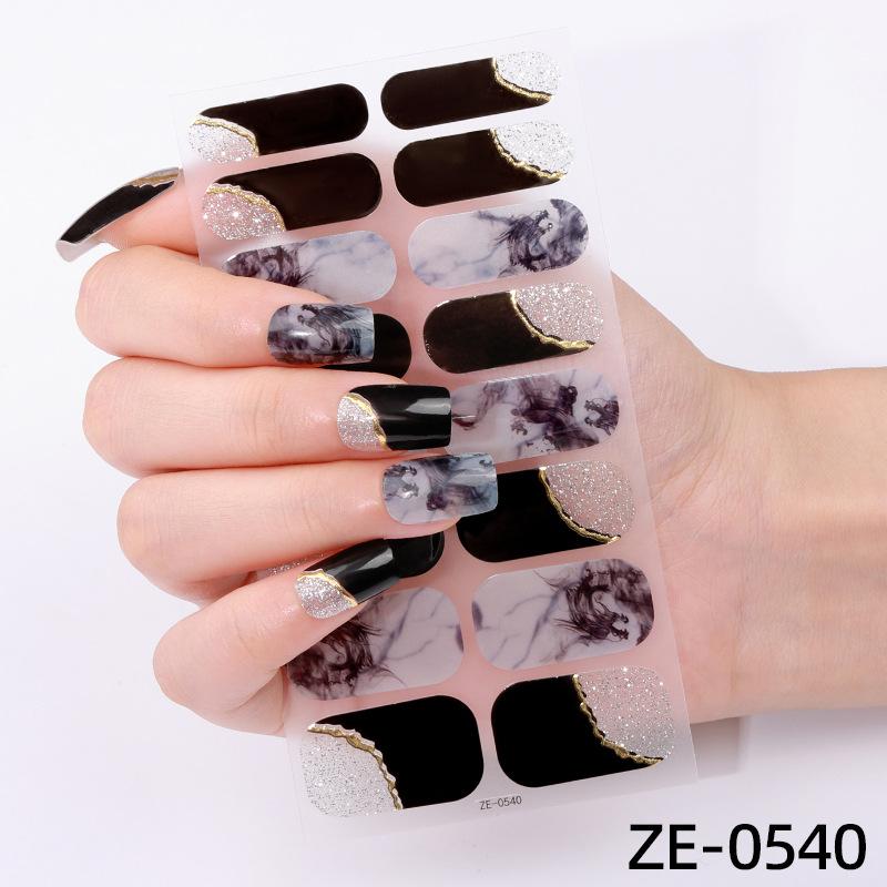 New 16-finger French Manicure Stickers Flash Onion Pink Nail Stickers Simple Manicure Stickers