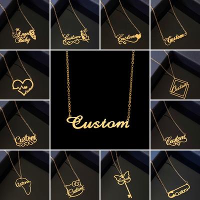 Stainless Steel Customized Name Necklaces Personalized Pendant Necklace Stethoscope Women Letter Heart Butterfly Pendant JewelryTrendy Pendant