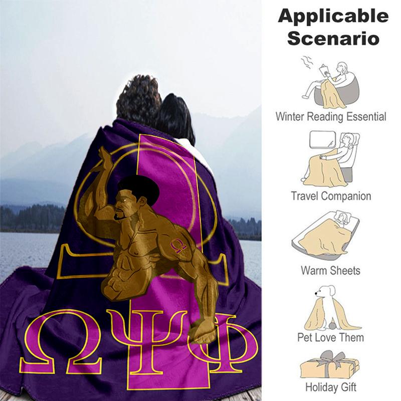 1pc Blanket Omega Psi Phi Print Design, Lightweight Blanket for Sofa, Bed- Soft &Warm, Gift for All Seasons like Christmas, Halloween