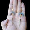Temperament Personality Gold Color Sun Silver Color Moon Geometric Rivet Tip Cone Dangle Earrings for Women Halloween Jewelry