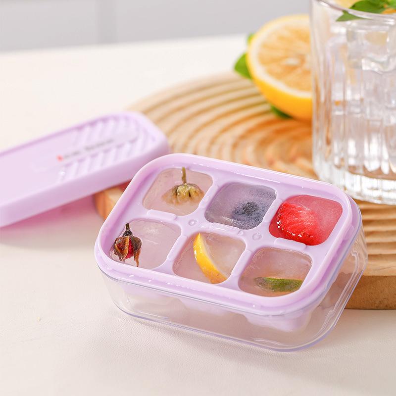6 Grid Push Ice Cube Mould Ice Compartment Mini Summer Ice Mould Ice Storage Box Home Ice Cube Mould With Lid