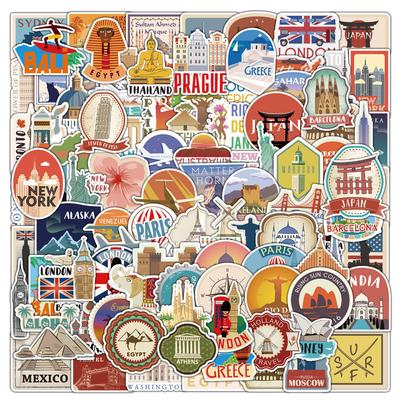 10/30/50/100pcs Tourist Signs Building Graffiti Stickers Aesthetic Skateboard Laptop Motorcycle Phone Car Decoration Kid Toy