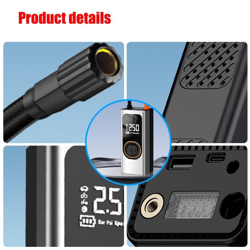Portable Digital Tire Inflator Pump High Efficiency Tire Fast Inflation Easy Storage for Car Starting Device Maintenance