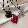 New Goth Irregular Heart Pendant Choker Necklace for Women Elegant Adjustable Black Leather Rope Necklace Jewelry Gifts