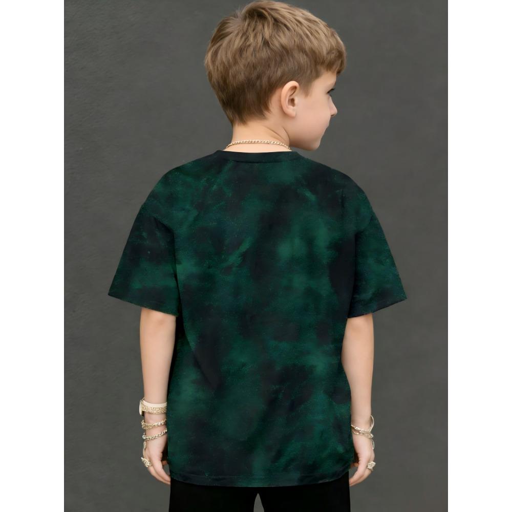Fashionable Round Neck T-shirt for Boys and Girls. Clean Tie-dyed T-shirt Short-sleeved Fabric. Absorbs Sweat and Does Not Stuffy.