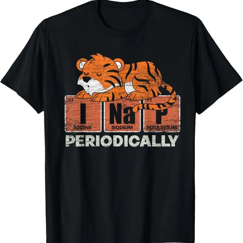 I Nap Periodically Funny Tiger Periodic Table Graphic Tee Short Sleeve T Shirt S