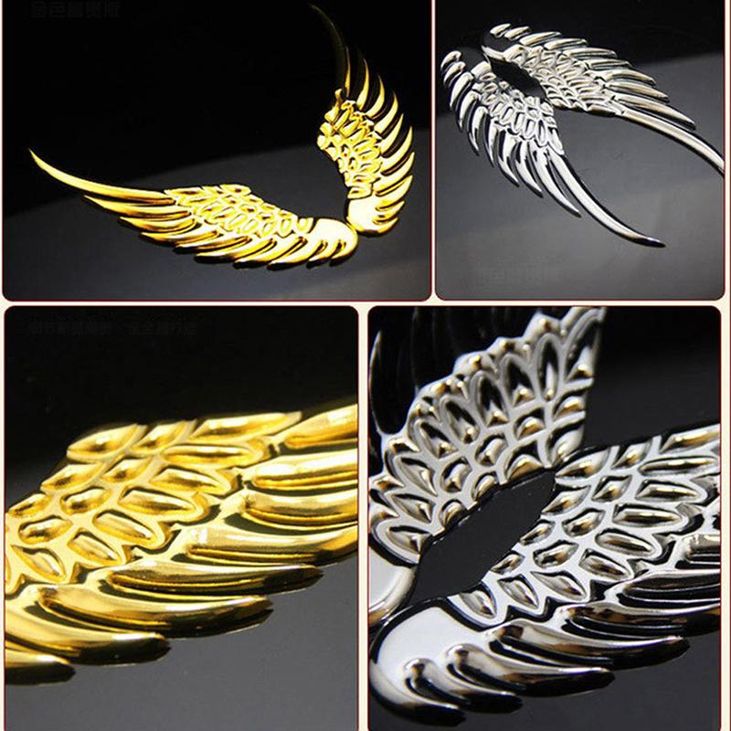1Pair Car Auto Motorcycle Body Sticker 3D Eagle Angel Wings Fashion Gold Silver Aluminum Stickers Auto Exterior Decoration
