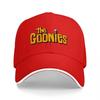 The Goonies Logo Schwarze Baseballkappe mit oranger Stickerei und Totenkopf-Detail Klassische verstellbare Mütze für Fans des Films